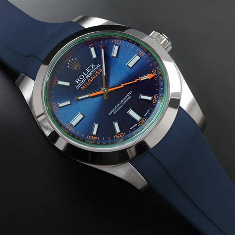 rolex milgauss blue strap.